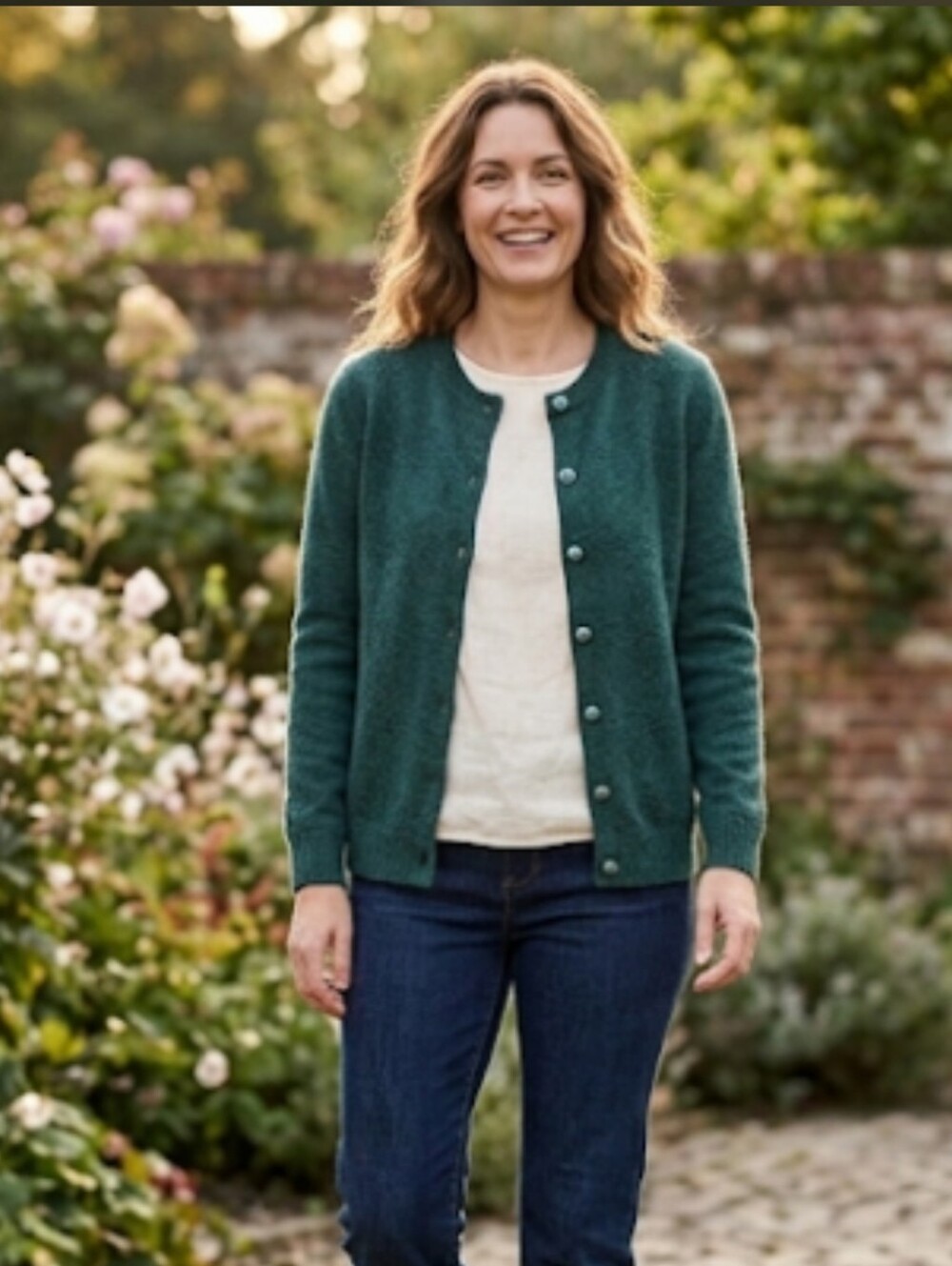 Melrose Cardigan Dark Green Sweater Detailed Buttons Sweater Long Sleeve Office